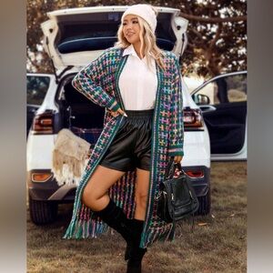 Brightly Coloured Long Open Cardigan